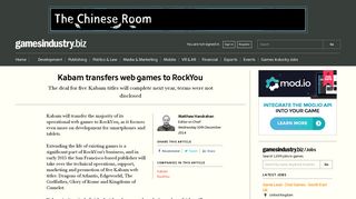 Kabam transfers web games to RockYou | GamesIndustry.biz