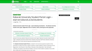 Kabarak University Student Portal Login - eserver.kabarak.ac.ke ...