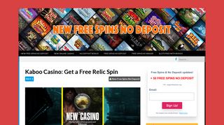 Kaboo Casino: Get a Free Relic Spin - New Free Spins No Deposit