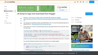 c# Script to login and download from Kaggle - Stack Overflow