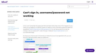 Can't sign in, username/password not working – Help and Support ...
