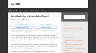 Kahoot Login Sign In Account Guide Kahoot.It