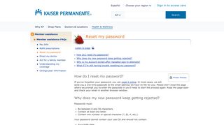 Reset my password - Member assistance FAQs - Kaiser Permanente