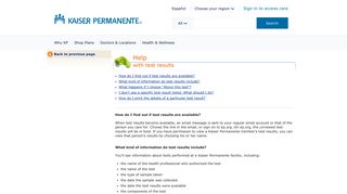 Help with test results - Kaiser Permanente