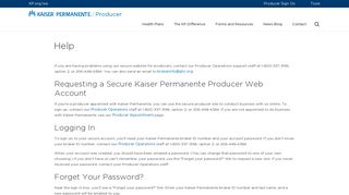 Help | Kaiser Permanente Producer Website