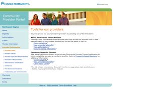 Access secure provider tools - Kaiser Permanente