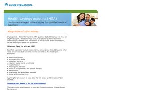Kaiser Permanente l Health Savings Account (HSA)