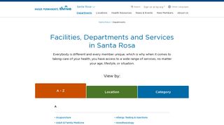 Departments & Services List - Kaiser Permanente Santa Rosa