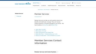 Member Services - Kaiser Permanente Santa Rosa