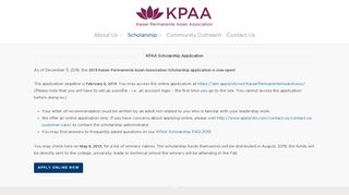 KPAA Scholarship - Application | Kaiser Permanente Asian Association