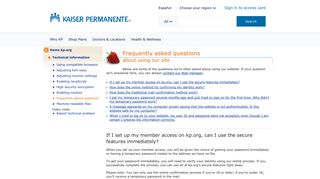Frequently asked questions - Technical information - Kaiser Permanente