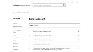 KakaoTalk - Kakao Account | Kakao Customer Service