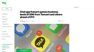 Chat app Kakao's games business lands $130M from Tencent and ...
