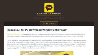 KakaoTalk for Windows: KakaoTalk for PC Download Windows 10/8/7 ...