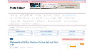 Maharashtra SSC Kal Chachani Online Aptitude Test ... - Maza Rojgar