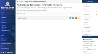 Android App for Student Information System - Kalasalingam University