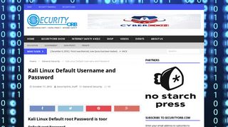 Kali Linux Default Username and Password – SecurityOrb.com