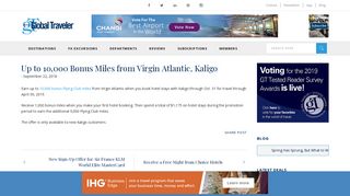 Up to 10000 Bonus Miles from Virgin Atlantic, Kaligo - Global Traveler