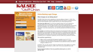 Online Banking Login Change | Kalsee Credit Union