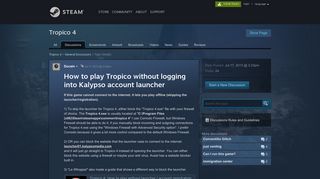 How to play Tropico without logging into Kalypso account launcher ...