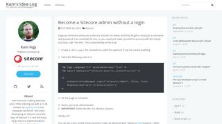 Become a Sitecore admin without a login | Kam's Idea Log - Kam Figy