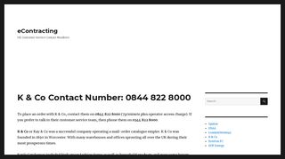 K & Co Contact Number: 0844 822 8000 – eContracting