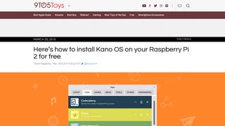 Here's how to install Kano OS on your Raspberry Pi 2 for free - 9to5Toys