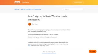 I can't sign up to Kano World or create an account. – Kano Help