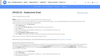 DROID X2 - Roadrunner Email - Motorola Support - US