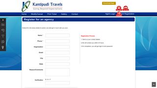 Kantipudi Travels Agent Registration| Kantipudi Travels
