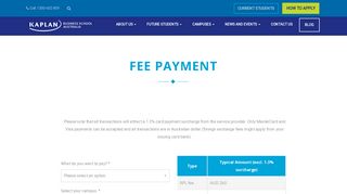 Fee Payment Portal - Kaplan Business School