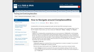 ORAU > How to Navigate around ComplianceWire - FDA