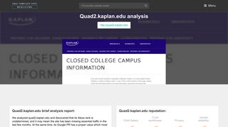 Quad 2 Kaplan. Closed College Campus Information - Kaplan