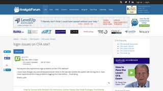 login issues on CFA site? | AnalystForum