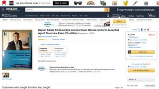Kaplan Series 63 Securities License Exam Manual ... - Amazon.com