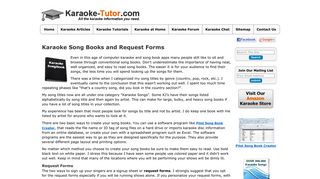 Karaoke Song Books - Request Forms - Karaoke-Tutor.com