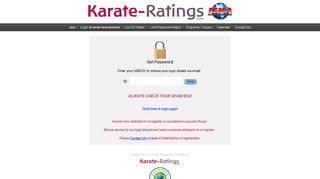 Lost Password helper - Karate-Ratings.com