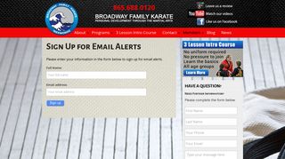 Sign Up for Email Alerts | Broadway Family Karate