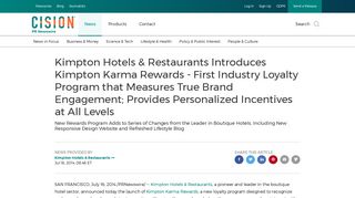 Kimpton Hotels & Restaurants Introduces Kimpton Karma Rewards ...
