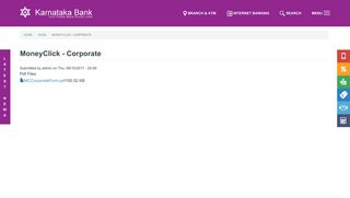 MoneyClick - Corporate | Karnataka Bank