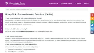 MoneyClick - Frequently Asked Questions (F A Q's) | Karnataka Bank