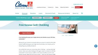 Free Kasasa Cash Checking Account | Citizens Savings Bank ...