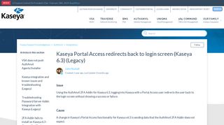 Kaseya Portal Access redirects back to login screen (Kaseya 6.3 ...