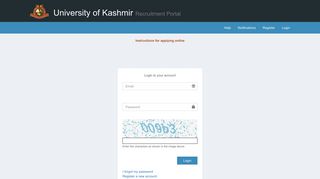 Login - KU: Recruitment Portal, University of Kashmir