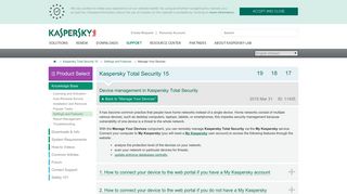 Device management in Kaspersky Total Security