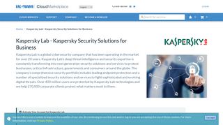 Kaspersky Security Solutions for Business - Cloud Marketplace