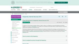 Online Management in Kaspersky Internet Security 2016