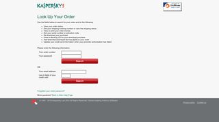 Kaspersky Lab eStore - Look Up Your Order - Digital River