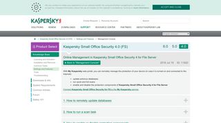 Online Management in Kaspersky Small Office Security 4 for File Server