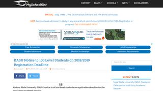 KASU Notice to 100 Level Students on 2018/2019 Registration ...